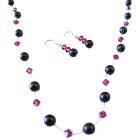 Elegant Bridesmaid Gifts Dark Purple Pearls Fuchsia Crystals Jewelry