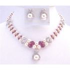 Mother Of Groom Jewelry Double Stranded Necklace Swarovski Ivory Pearl