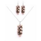 Perfect Prom Jewelry Brown Bronze Pearls Swarovski Pearls Necklace Set