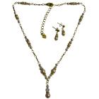 Trendy Fabulous Gold Chained Necklace Set Swarovski Pearls Crystals