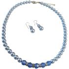 Sapphire Crystals Blue Pearls Necklace Set Beautiful Gorgeous Jewelry