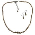 Dainty Tiny Ivory Pearls Necklace Set w/ Silver Rondells Spacer