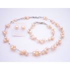 Shop Stylish Wedding Shower Gifts Peach Freshwater Pearls Necklace Set