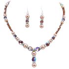 Dazzling Jewelry Year Eve Party Jewelry Bronze Smoked Crystals Set