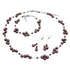 Swarovski Burgundy Pearls And Crystals Bridesmaid Jewelry Set