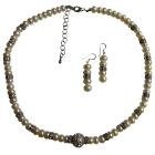 Alternating Pearls & Rondells Bridal Necklace Earrings