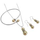 Gold Pearls Jewelry Necklace Earrings Bracelet Prom Jewelry