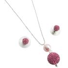 Rose Pave Ball Pendant Earrings Set For Wedding & Gifts