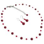 Lustrous Red Pearls & Glistening Red Crystal Prom Or Semi Formal Jewelry Set