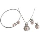 Glittering Swarovski Rose Pearl Inexpensive Pendant Necklace Earring Cuff Bracelet