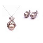 Sparkle with Affordable Jewelry Excellent Swarovski Platinum Champagne Necklace Set