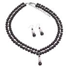 Special Occasion Party Jewelry Set Darkest Chocolate Pearls with Ivory Interwoven Set