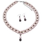 Enjoy In The World Fashion Anytime On The Internet Jewelry Combo Ivory & Darket Brown Necklace Earrings Set