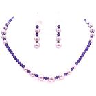 Purple Passion Attractive Jewelry Set Swarovski Mauve Pearls with Purple Velvet Crystals Set