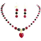 Exquisitely Designed Handmade Jewelry In Siam Red Jet Golden Shadow Party Wear Necklace Set