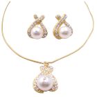 Jewelry with White Pearl Pendant Necklace Earrings Set