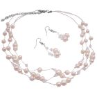Freshwater Pearls & Clear Crystals Jewelry Set Fine Career Jewelry