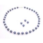Attractive Color Night Blue Pearls with White Pearls Jewelry Set