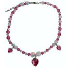 Wedding Jewellery Swarovski Pink & AB Crystals Heart Pendant Necklace