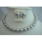 Bridal Jewelry for Mother Of Bride Jewelry of Grey Pearls w/ Silver Rondells