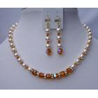 Custom Handcrafted Swarovski Crystals OF Swarovski Topaz Crystals Pearls & Rondells Bridal Jewelry