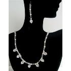 Swarovski Handmade Jewelry Clear Crystals White Pearls Heart Pendants