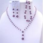 Clear Crystals Custom Jewelry Swarovski Amethyst & Clear Crystals Necklace Earrings & Bracelet Set