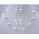 White Pearls Wedding Jewelry Swarovski White Pearls Handcrafted Necklace Set