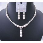 White Pearls Jewelry Drop Down with Silver Rondells Perfect Wedding Set