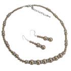 Handcrafted Custom Bronze Pearls Jewelry Set Swarovski Bronze Pearls w/ Silver Rondells Like Diamond