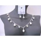 Sparkling Jewelry Set AB Swarovski Crystals And White Pearls Exclusive Bridal Jewelry Sets