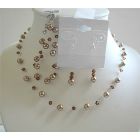 Bronze Pearls Smoked Topaz Swarovski Crystal Necklace Earrings Jewelry