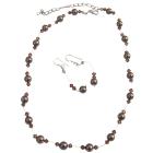 Dark Chocolate Brown Pearls & Smoked Topaz Crystals Wedding Jewelry Set