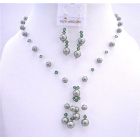 Custom Your Jewelry Powder Green Pearls Turmarine Green Crystals Swarovski Pearls Crystals w/ Drop Tassel