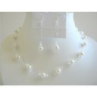 White Pearls & Clear Crystals Bridal Bridesmaid Wedding Jewelry Set