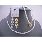 Peach Pearls Jewelry Sets w/ Swarovski SMoked Topaz Crystals Handcrafted Swarovski Pearls & Crystals Bridesmaid & Bridal Necklace Set