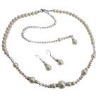 AB 2x Swarovski Crystals w/ Ivory Pearls Bridal Jewelry Back Drop String Necklace Wedding Jewelry Set