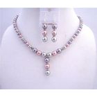 Tri Color Bridal Jewelry Champagne Rose And Grey Pearls w/ Silver Rondells Wedding Bridal Jewelry Set