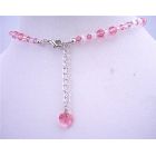 Rose Swarovski Crystals AB Crystals w/ Crystals Heart Back Dangle Drop Necklace Jewelry