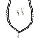 Black Swarovski Pearls Necklace Handmade Bridal Jewelry w/ AB Crystals