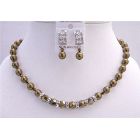 Expresso Pearls Dorado Crystals Swarovski Handcrafted Bridal Necklace