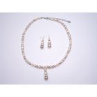Bridal Handmade Bridesmaid Jewelry Set Ivory Champagne Swarovski Pearls w/ Silver Rondells Spacer Jewelry Set