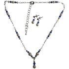 Handmade Jewelry w/ Swarovski White Pearls & Sapphire Crystals Jewelry Set