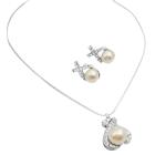 Swarovski Pearls 10mm Pendant Earrings Cream Sparkling Jewelry Set