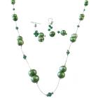Clover Swarovski Crystals with Green FreshWater Pearl Prom Jewelry Set