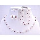 White Pearls Siam Red Crystals Prom Wedding Swarovski Jewelry Red Set