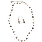 Prom Bridal Bridesmaid Flower Girl Jewelry Set Combo Bronze Pearls Brown Pearls & Smoked Topaz Crystals Handcrafted Jewelry Set
