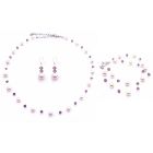 Prom Amethyst Swarovski Crystals with Ivory Pearls Jewelry Set