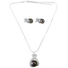 Darkest Brown Pearl Pendant & Earrings Customize Wedding Jewelry