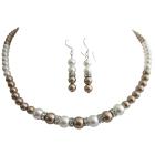 Delicate Sophisticate Elegant Bridal Bridesmaid Jewelry Set Bronze Pearls & White Pearls Handmade Swarovski Pearls Set